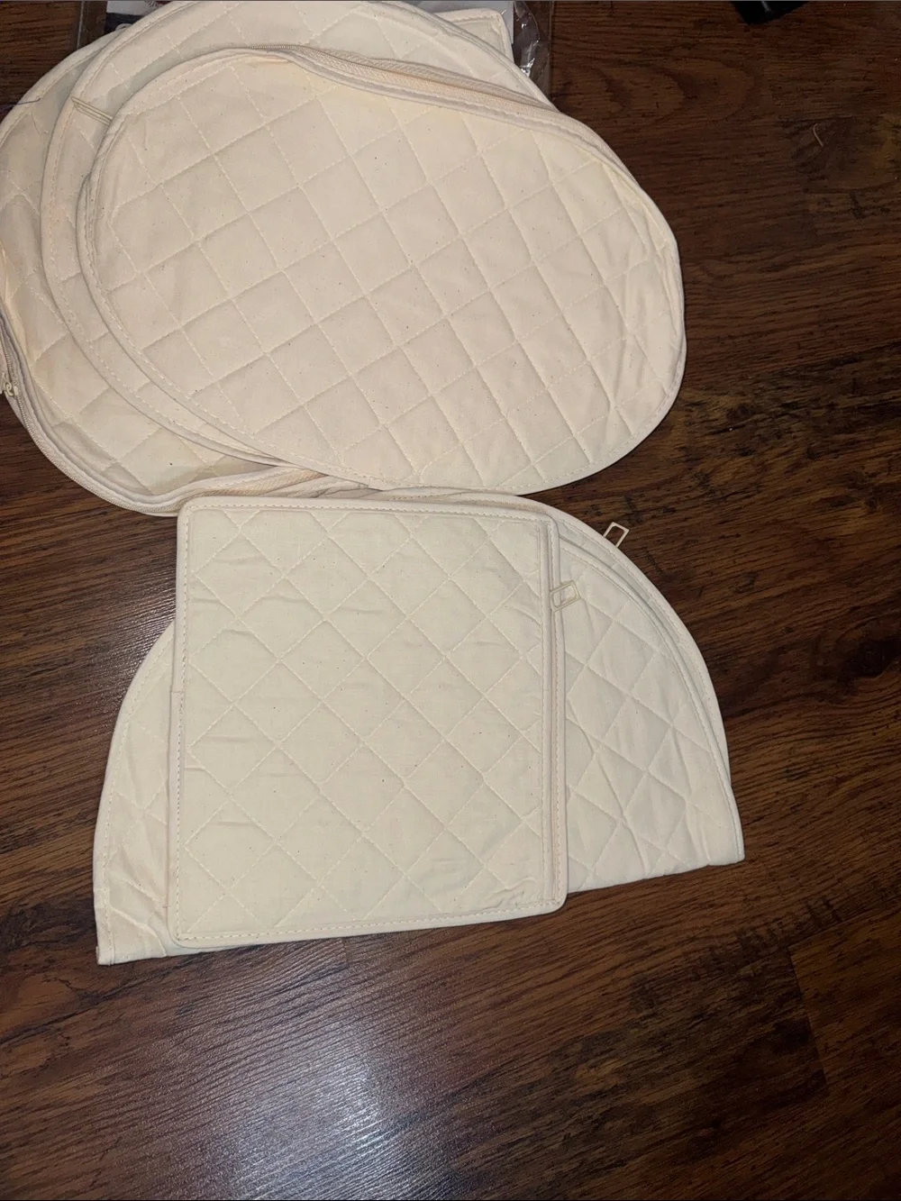 Canvas Quilted Accessory Cases - Cream (6 Piece Set) C1.B.1R